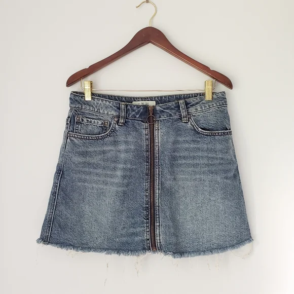 We The Free Skirts Free People Zip Up Front Denim Mini Skirt